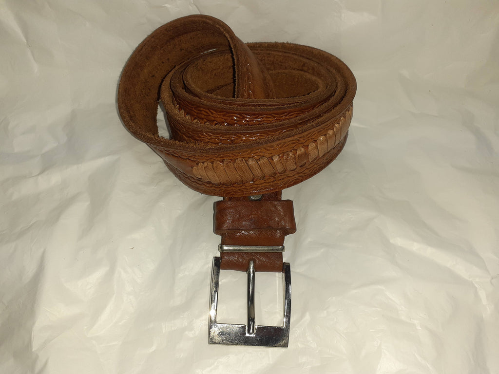 Cinturon de cuero vacuno combinado de 1 trenza