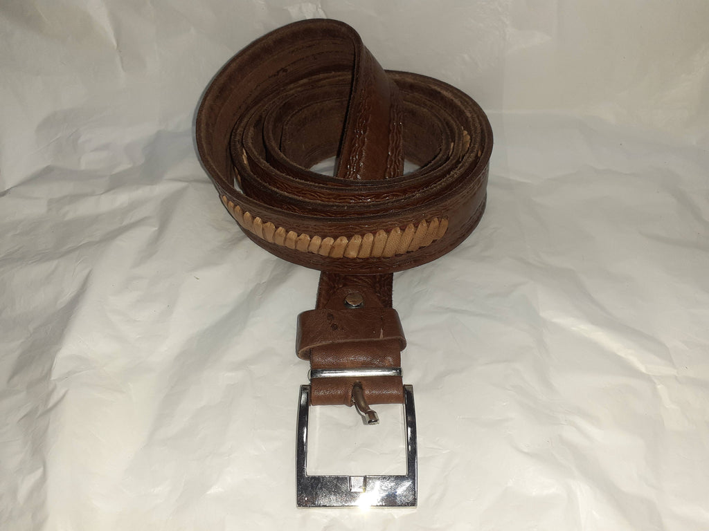 Cinturon de cuero vacuno combinado de 1 trenza