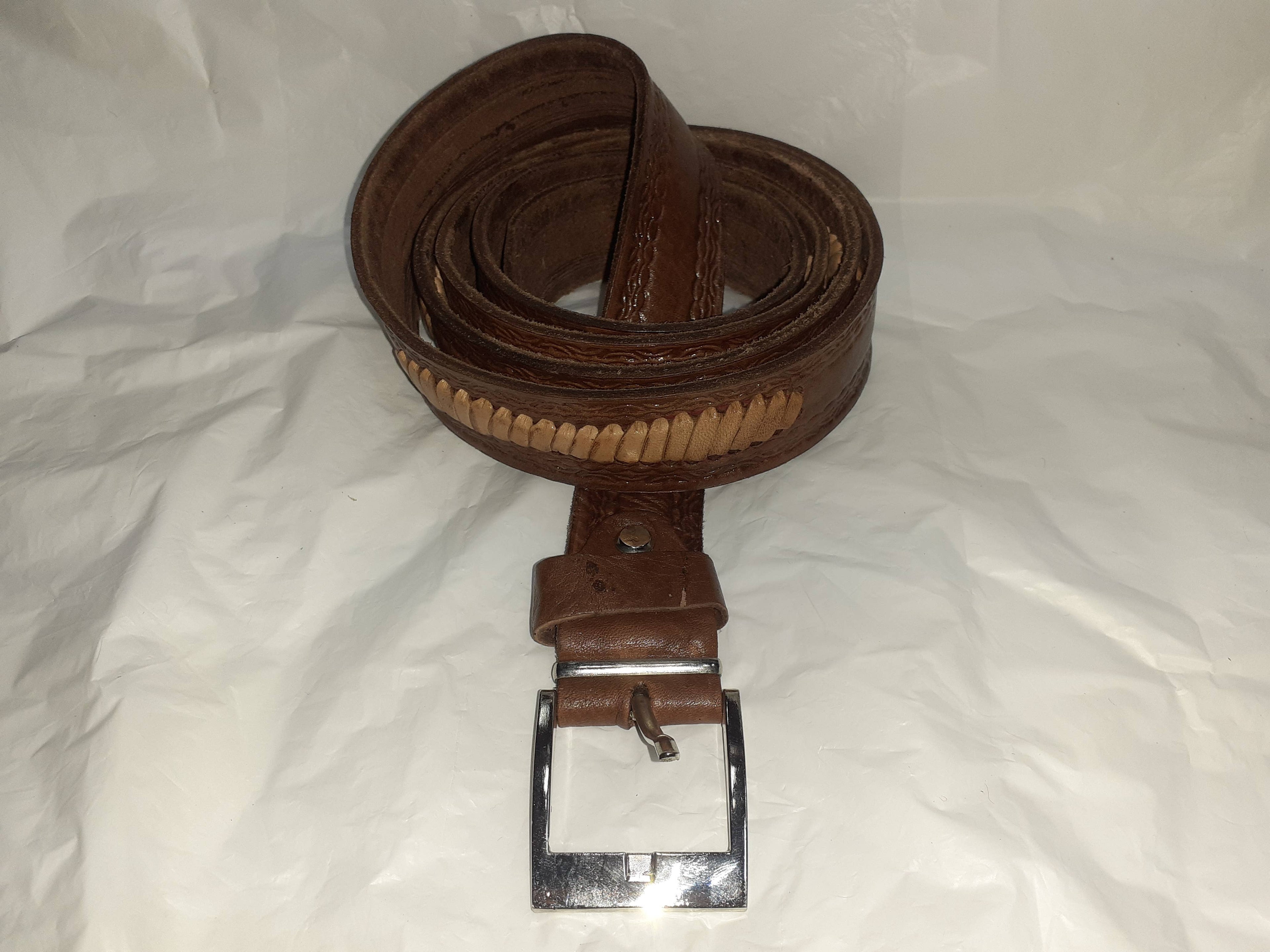 Cinturon de cuero vacuno combinado de 1 trenza