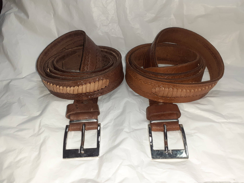 Cinturon de cuero vacuno combinado de 1 trenza